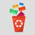 Delete email to the trash bin symbol vector illustration