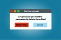 Delete files dialog window