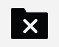 Delete Folder Icon Cancel Document Remove File Reject Storage Discard Wrong Cross X Corrupted Shape Sign Symbol EPS Vector