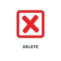 delete icon. no sign, close, cancel, wrong and reject concept sy