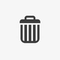 Delete icon, vector garbage trash can bin sign isolated on white, flat design for website