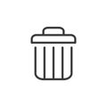 Delete icon, vector garbage trash can bin sign isolated on white, line, outline thin flat design for website