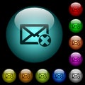Delete mail icons in color illuminated glass buttons