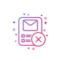 Delete mail message, email line icon
