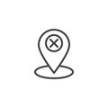 Delete map marker outline icon Royalty Free Stock Photo