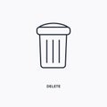 Delete outline icon. Simple linear element illustration. Isolated line Delete icon on white background. Thin stroke sign can be Royalty Free Stock Photo