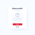 Delete profile, account form, vector ui design