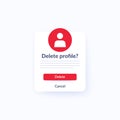 Delete profile form, vector ui design Royalty Free Stock Photo