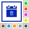 Delete schedule item flat framed icons
