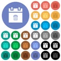 Delete schedule item round flat multi colored icons