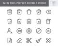 Delete simple line icons. Vector illustration with minimal icon - trash can, waste, garbage, dustbin, cancel, reject Royalty Free Stock Photo