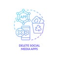 Delete social media apps blue gradient concept icon Royalty Free Stock Photo