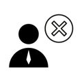 Delete user icon. Remove member symbol. Vector person profile. Account cross emblem. Royalty Free Stock Photo