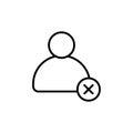 Delete user icon Thin line art isolated