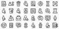 Delete user icons set, outline style Royalty Free Stock Photo