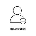 delete user sign icon. Element of simple web icon with name for mobile concept and web apps. Thin line delete user sign icon can Royalty Free Stock Photo