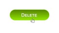 Delete web interface button clicked with mouse cursor, green color, recycling Royalty Free Stock Photo