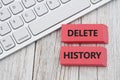 Delete your web browser history with computer keyboard with an eraser Royalty Free Stock Photo