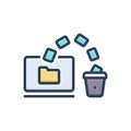 Color illustration icon for Deleting, file and document