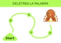 Deletrea la palabra - Spell the word. Maze for kids. Spelling word game template. Learn to read word turkey. Activity page for