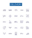 Delevery line icons signs set. Design collection of Dispatch, Delivery, Postage, Freight, Mailing, Dispatching, Shipping