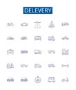 Delevery line icons signs set. Design collection of Dispatch, Delivery, Postage, Freight, Mailing, Dispatching, Shipping