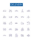 Delevery line icons signs set. Design collection of Dispatch, Delivery, Postage, Freight, Mailing, Dispatching, Shipping