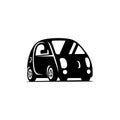 Delf-driving driverless vehicle. Car side view flat icon