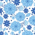 Delft blue Holland flowers seamless pattern