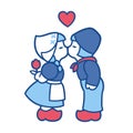 Delft Blue kissing couple Royalty Free Stock Photo