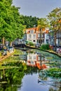 Delft city view with canals in Holland Royalty Free Stock Photo