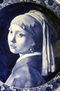 Girl with a Pearl Earring in Delft Blue