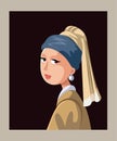 Delft, Holland, May 21, 2020, Girl with a Pearl Earring Vector