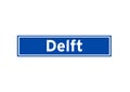 Delft isolated Dutch place name sign. City sign from the Netherlands.