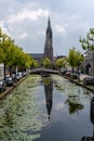 New church in Delft seen from the Vrouwjuttenland canal
