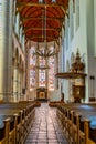 DELFT, NETHERLANDS, AUGUST 7, 2018: Interior of Oude Kerk church in Delft, Netherlands