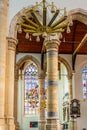 DELFT, NETHERLANDS, AUGUST 7, 2018: Interior of Oude Kerk church in Delft, Netherlands