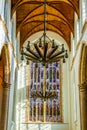 DELFT, NETHERLANDS, AUGUST 7, 2018: Interior of Oude Kerk church in Delft, Netherlands