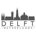 Delft Netherlands Europe Skyline Silhouette Design City Vector Art Famous Buildings. Royalty Free Stock Photo