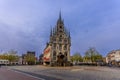 A scenic view of Stadhuis van Gouda, is old City Hall of Gouda in the Netherlands during nighttime