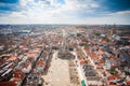 DELFT SKYLINE MARKET SQUARE CITY HALL VIEW FROM ABOVE Royalty Free Stock Photo