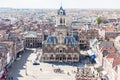 DELFT SKYLINE MARKET SQUARE CITY HALL VIEW FROM ABOVE Royalty Free Stock Photo