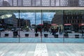 Delft, South Holland, The Netherlands - Contemorary looking glass reflecting the bus station Royalty Free Stock Photo