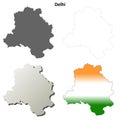 Delhi blank detailed outline map set