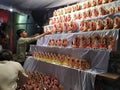 Traditional market of hindu idols during festival of Diwali.