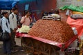 Large heap of dry dates fruits on street