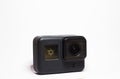 Delhi, India, april 30th 2020 Gopro Hero 7 black action 4K Camera with cover case, White background with space for text Royalty Free Stock Photo