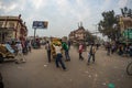 Delhi, India - December 11, 2017: crowd and traffic on street at Chandni Chowk, Old Delhi, famous travel destination in India.