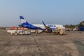 DELHI, INDIA - FEBRUARY 1, 2017: GoAIr airplane at Lokpriya Gopinath Bordoloi International Airport in Guwahati, Assam state, Ind