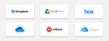 Delhi, INDIA - February 27, 2021: top cloud storage service providers companies logo set including dropbox google drive onedrive